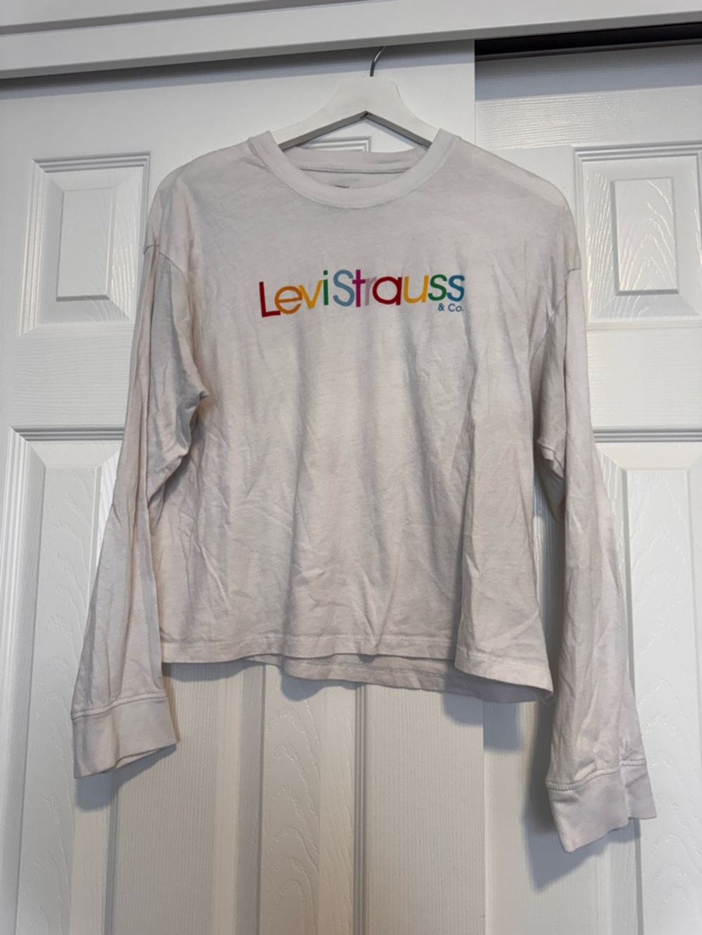 Levi's White Long Sleeve Tee with Rainbow Logo